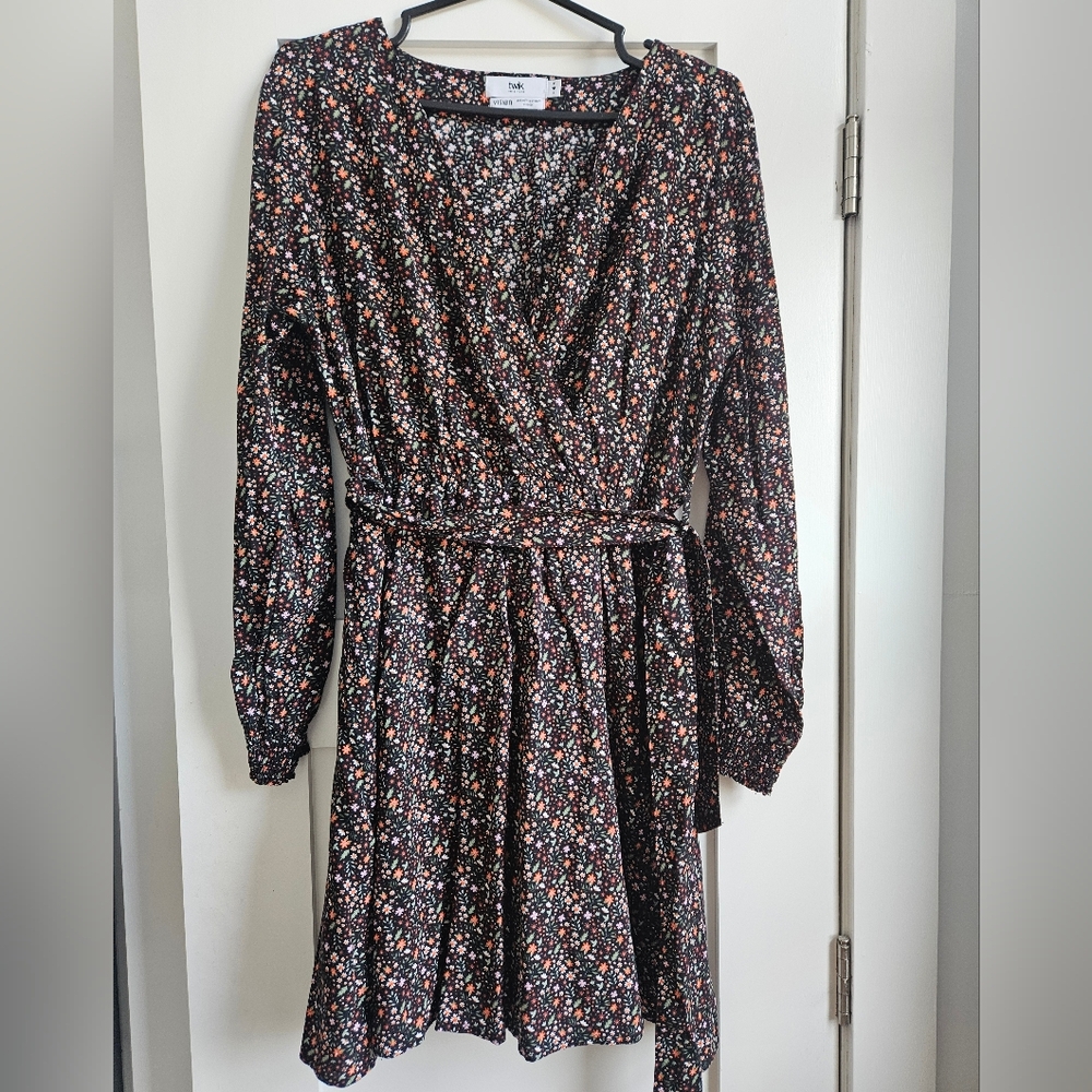 Twik Black Floral Wrap Dress